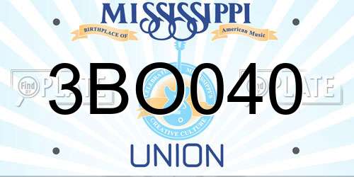 3BO040 Mississippi License Plate