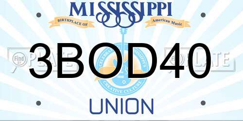 3BOD40 Mississippi License Plate