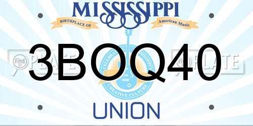 3BOQ40 Mississippi License Plate