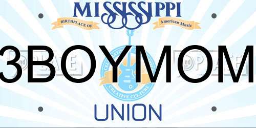 3BOYMOM Mississippi License Plate