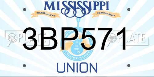 3BP571 Mississippi License Plate