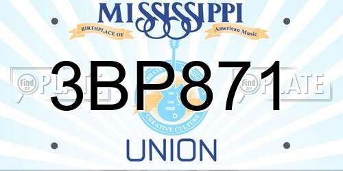 3BP871 Mississippi License Plate