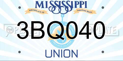3BQ040 Mississippi License Plate