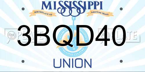 3BQD40 Mississippi License Plate