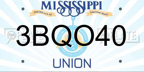 3BQO40 Mississippi License Plate