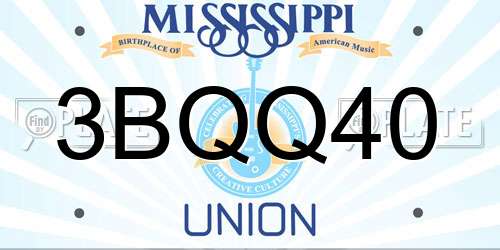 3BQQ40 Mississippi License Plate