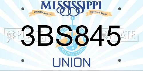 3BS845 Mississippi License Plate