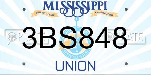 3BS848 Mississippi License Plate