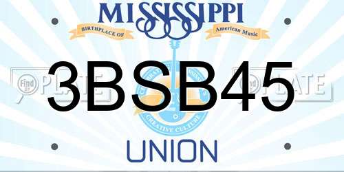 3BSB45 Mississippi License Plate