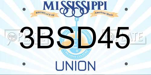 3BSD45 Mississippi License Plate