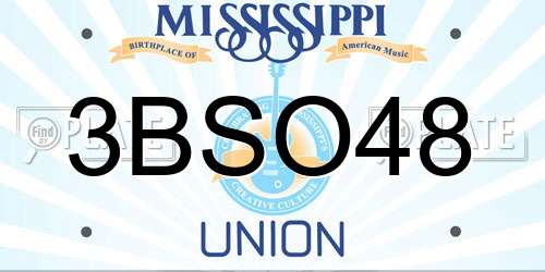 3BSO48 Mississippi License Plate
