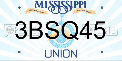 3BSQ45 Mississippi License Plate