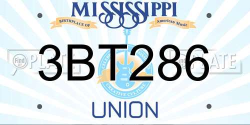 3BT286 Mississippi License Plate