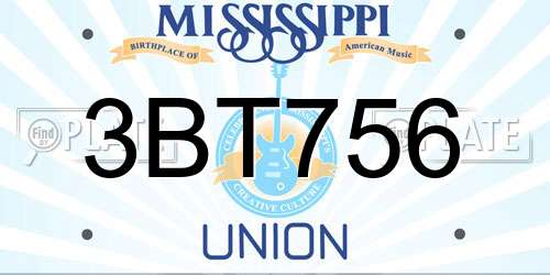 3BT756 Mississippi License Plate