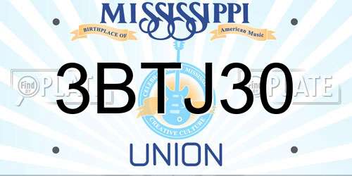 3BTJ30 Mississippi License Plate