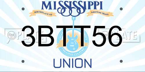 3BTT56 Mississippi License Plate