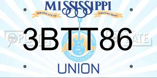 3BTT86 Mississippi License Plate