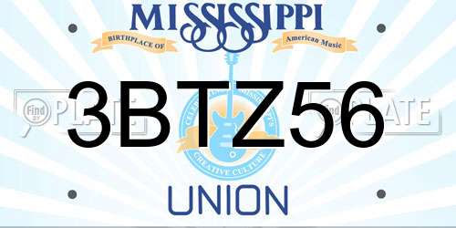 3BTZ56 Mississippi License Plate