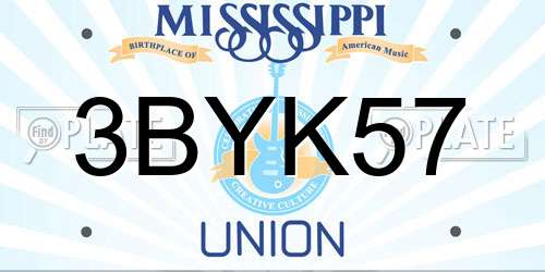 3BYK57 Mississippi License Plate