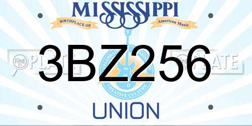 3BZ256 Mississippi License Plate