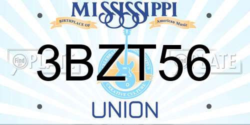 3BZT56 Mississippi License Plate