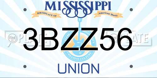 3BZZ56 Mississippi License Plate