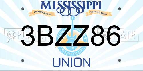 3BZZ86 Mississippi License Plate