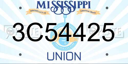 3C54425 Mississippi License Plate