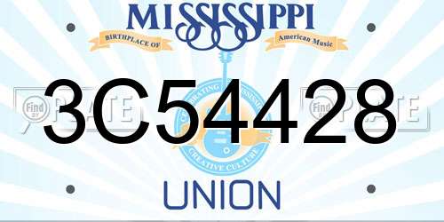 3C54428 Mississippi License Plate