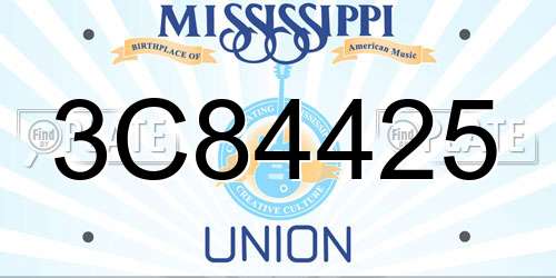 3C84425 Mississippi License Plate
