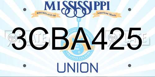 3CBA425 Mississippi License Plate