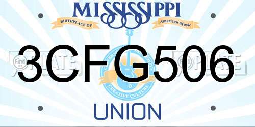 3CFG506 Mississippi License Plate