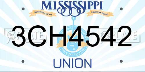 3CH4542 Mississippi License Plate