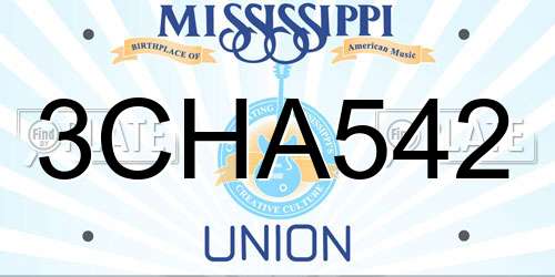 3CHA542 Mississippi License Plate