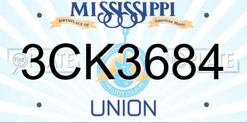 3CK3684 Mississippi License Plate