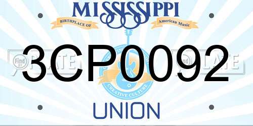 3CP0092 Mississippi License Plate