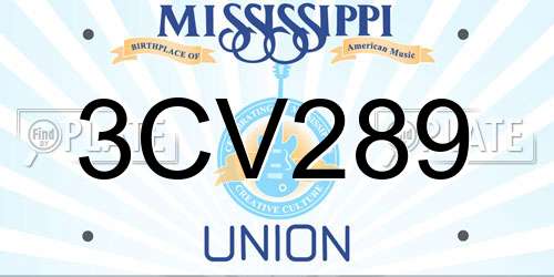 3CV289 Mississippi License Plate