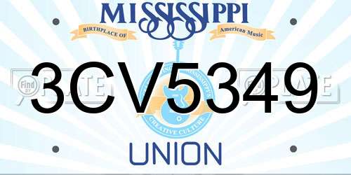 3CV5349 Mississippi License Plate