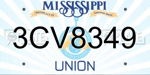 3CV8349 Mississippi License Plate