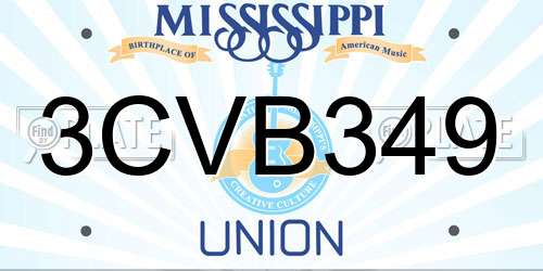 3CVB349 Mississippi License Plate