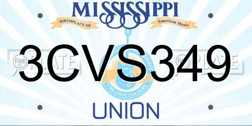 3CVS349 Mississippi License Plate
