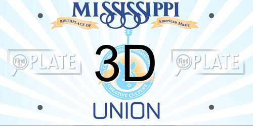 3D Mississippi License Plate