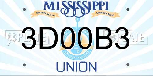 3D00B3 Mississippi License Plate
