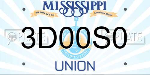 3D00S0 Mississippi License Plate