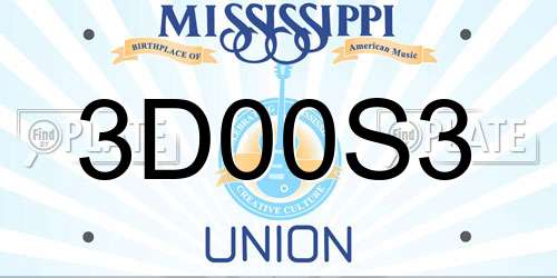 3D00S3 Mississippi License Plate