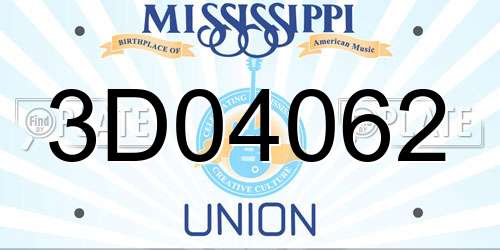 3D04062 Mississippi License Plate