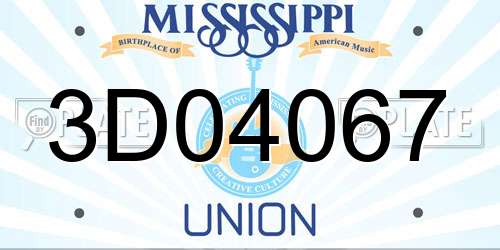 3D04067 Mississippi License Plate