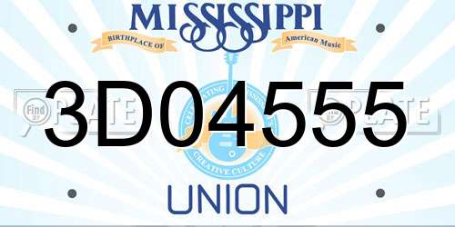 3D04555 Mississippi License Plate