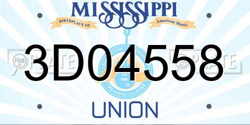 3D04558 Mississippi License Plate