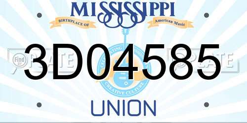 3D04585 Mississippi License Plate